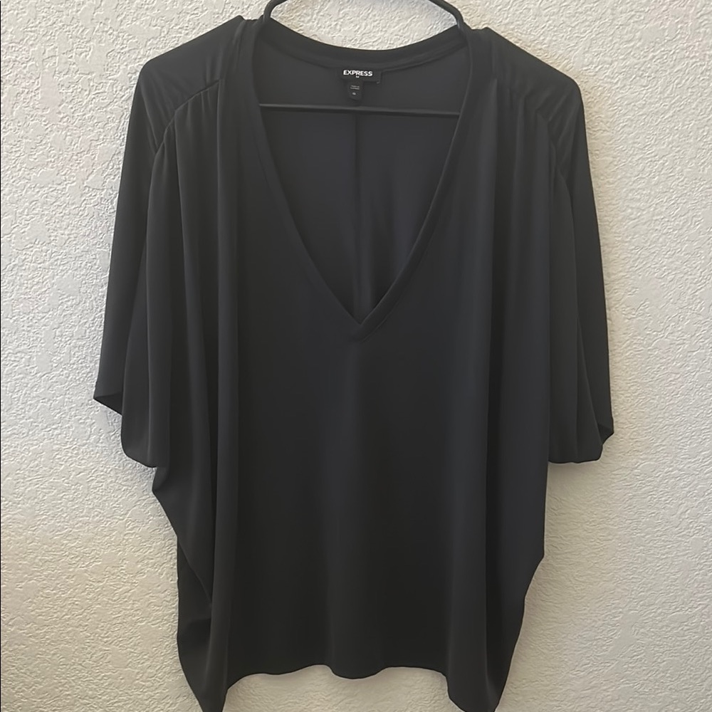 Express Women's Black V-Neck Top
